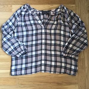 Michael Stars V-neck, flannel blouse.